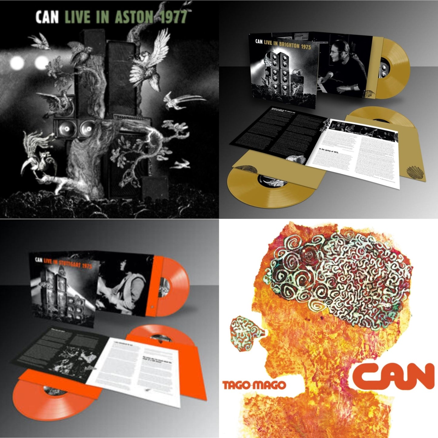 Can - Live In Aston 1977 & Live In Brighton 1975 (Limited Edition/Inca Gold Vinyl/3LP) & Live Stuttgart 1975 (Orange Vinyl/3LP) & Tago Mago (Limited Edition Orange LP Vinyl)