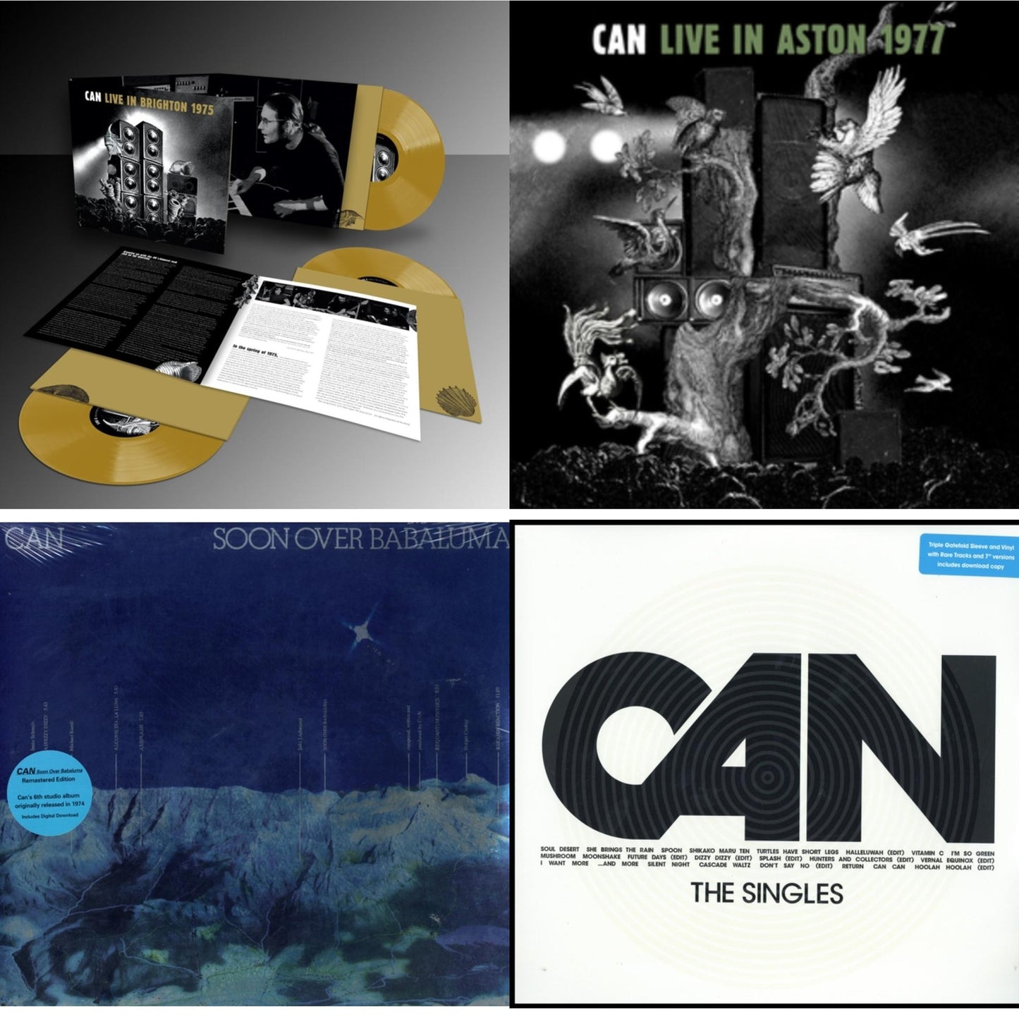 Can - Live In Brighton 1975 (Limited Edition/Inca Gold Vinyl/3LP) & Live In Aston 1977 & Soon Over Babaluma & Singles