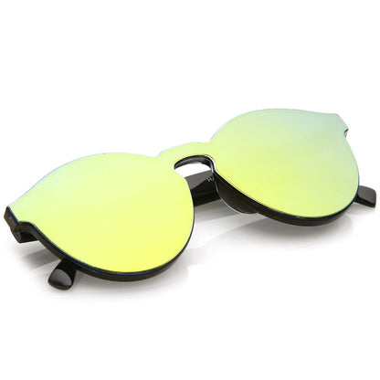 1980's Futuristic Monoblock Mirrored Flat Lens Sunglasses C123