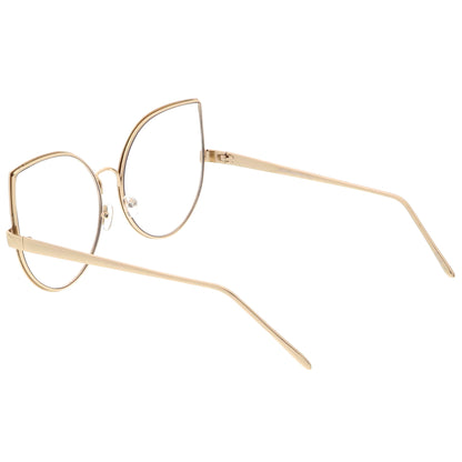 Blue Light Filtering Women's Oversize Modern Clear Flat Lens Cat Eye Glasses C337
