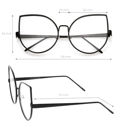 Blue Light Filtering Women's Oversize Modern Clear Flat Lens Cat Eye Glasses C337