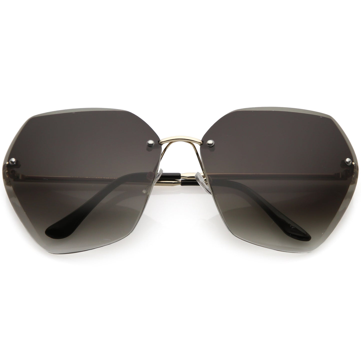 Oversize Rimless Beveled Gradient Lens Geometric Sunglasses C438