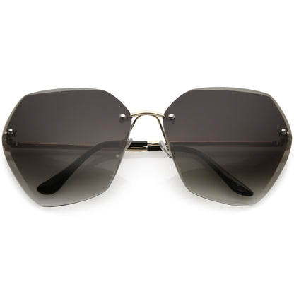 Oversize Rimless Beveled Gradient Lens Geometric Sunglasses C438