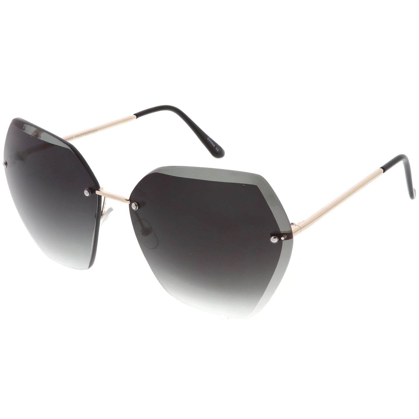 Oversize Rimless Beveled Gradient Lens Geometric Sunglasses C438