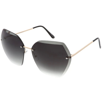 Oversize Rimless Beveled Gradient Lens Geometric Sunglasses C438