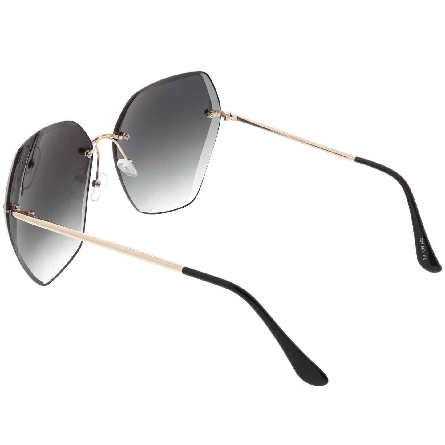 Oversize Rimless Beveled Gradient Lens Geometric Sunglasses C438