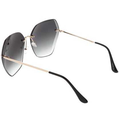 Oversize Rimless Beveled Gradient Lens Geometric Sunglasses C438