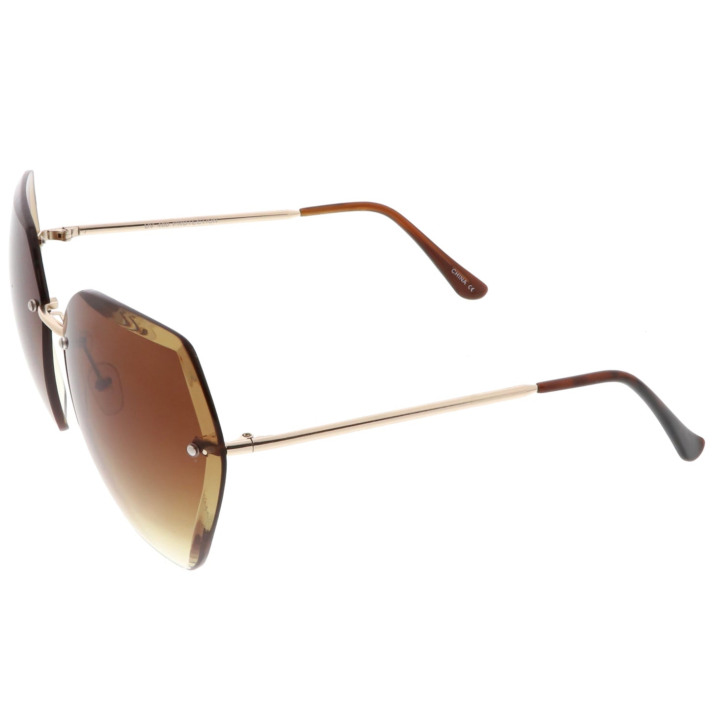 Oversize Rimless Beveled Gradient Lens Geometric Sunglasses C438