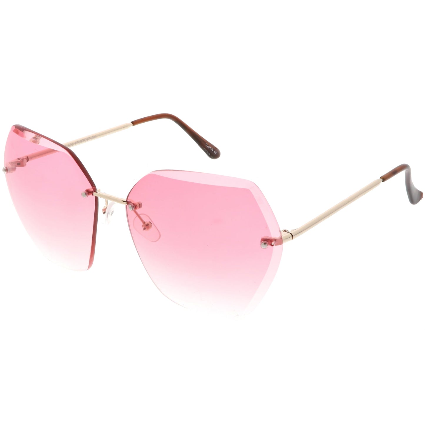 Oversize Rimless Beveled Gradient Lens Geometric Sunglasses C438
