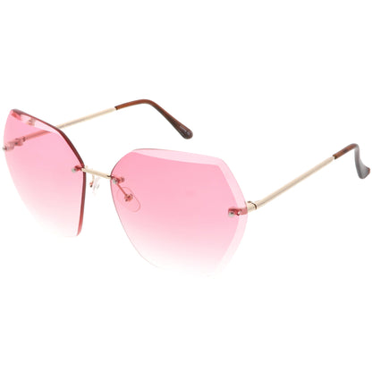 Oversize Rimless Beveled Gradient Lens Geometric Sunglasses C438