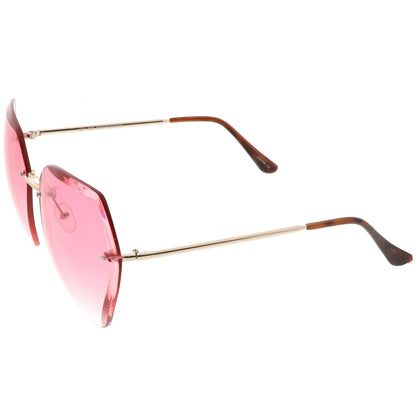 Oversize Rimless Beveled Gradient Lens Geometric Sunglasses C438