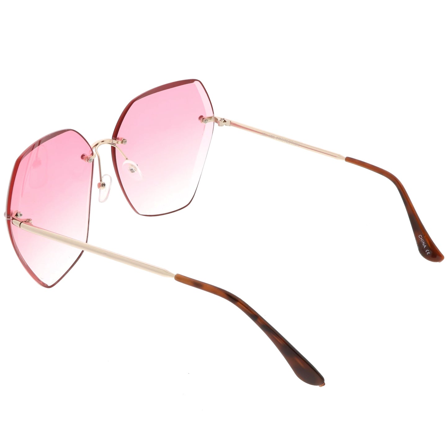 Oversize Rimless Beveled Gradient Lens Geometric Sunglasses C438