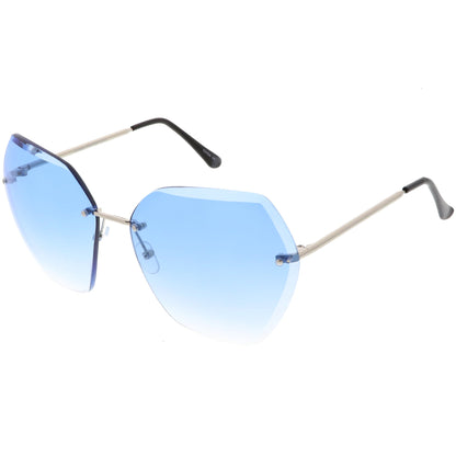 Oversize Rimless Beveled Gradient Lens Geometric Sunglasses C438