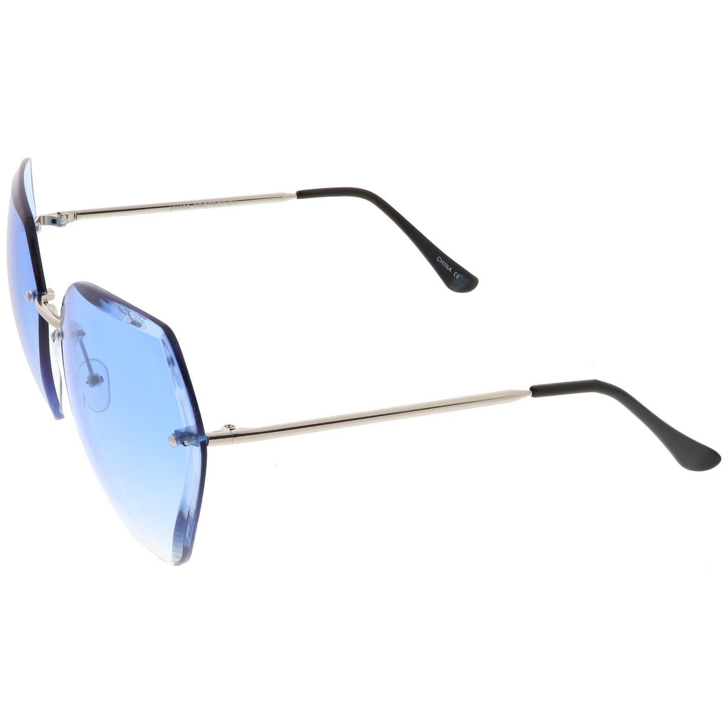 Oversize Rimless Beveled Gradient Lens Geometric Sunglasses C438