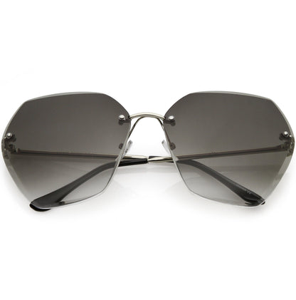 Oversize Rimless Beveled Gradient Lens Geometric Sunglasses C438