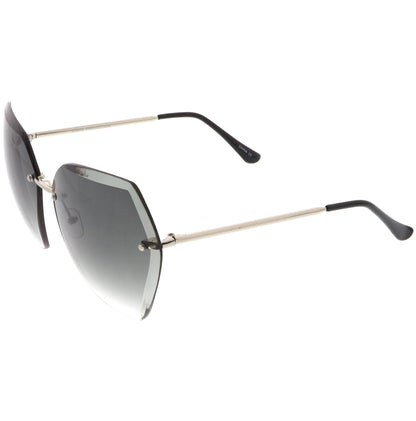 Oversize Rimless Beveled Gradient Lens Geometric Sunglasses C438