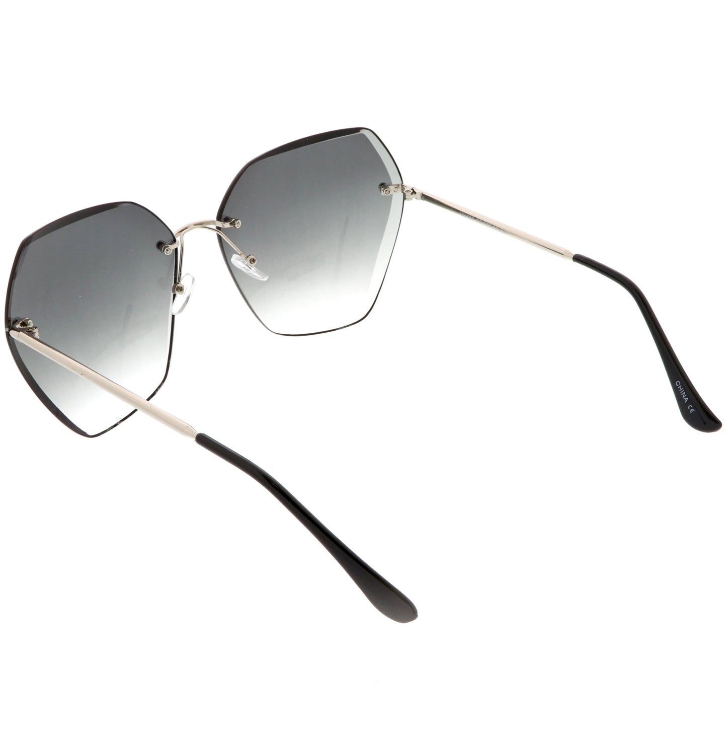 Oversize Rimless Beveled Gradient Lens Geometric Sunglasses C438