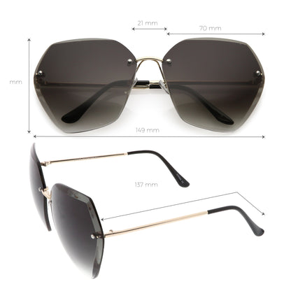 Oversize Rimless Beveled Gradient Lens Geometric Sunglasses C438