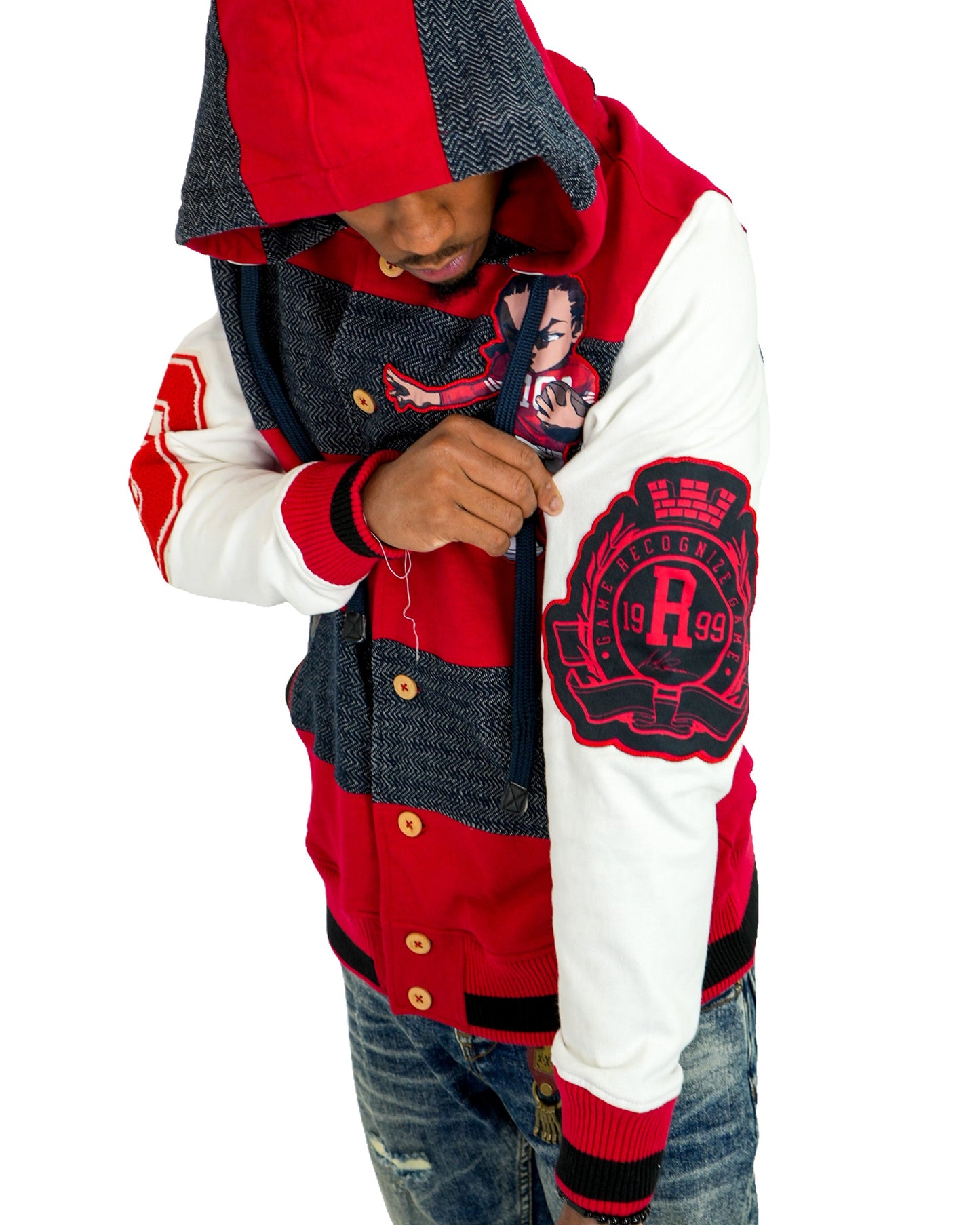 The Boondocks Riley Football Knit Red Mens Hoodie