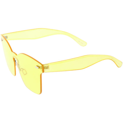 Oversize Retro Modern Mono Futuristic Color Tone Lens Horn Rimmed Sunglasses C505