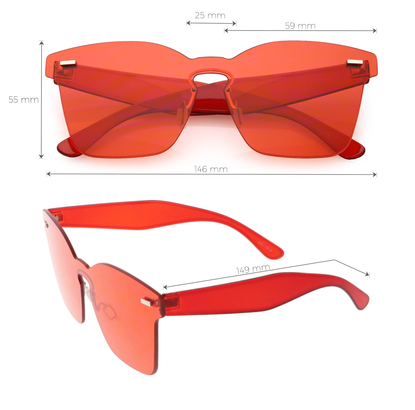 Oversize Retro Modern Mono Futuristic Color Tone Lens Horn Rimmed Sunglasses C505