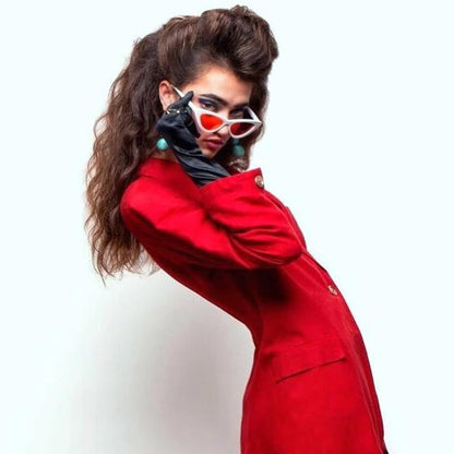 Women's Retro Side Angle Cat Eye Color Lens Sunglasses C510