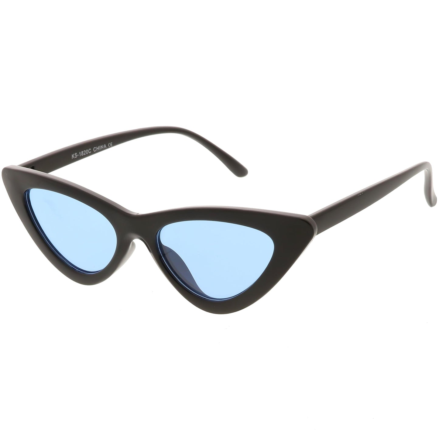 Women's Retro Flat Angle Colored Lens Black Frame Sunglasses C511