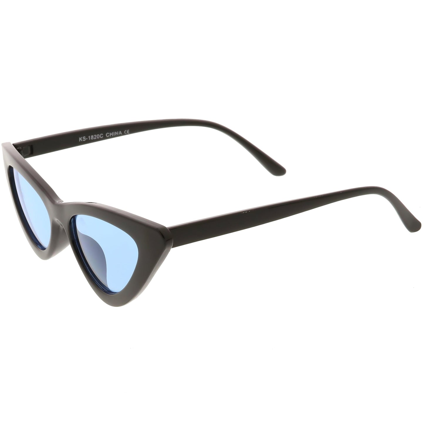 Women's Retro Flat Angle Colored Lens Black Frame Sunglasses C511