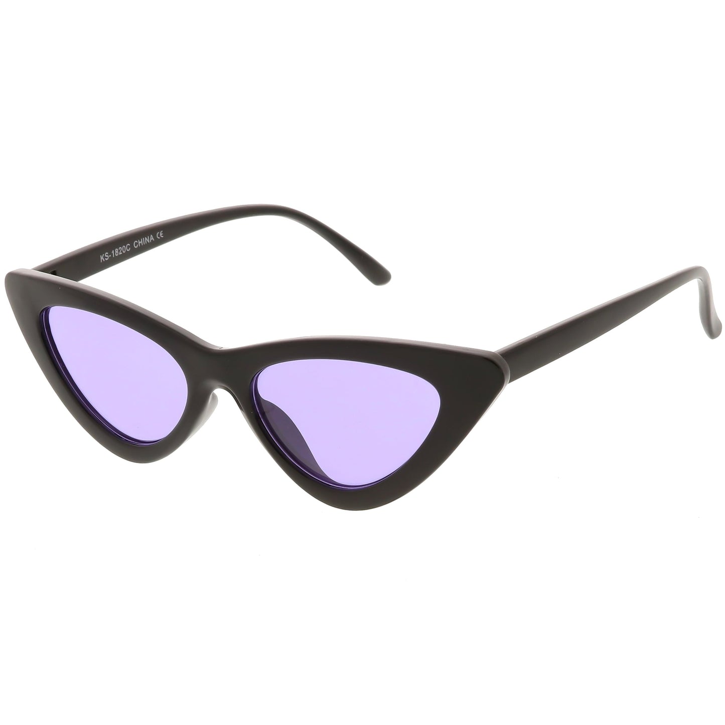 Women's Retro Flat Angle Colored Lens Black Frame Sunglasses C511