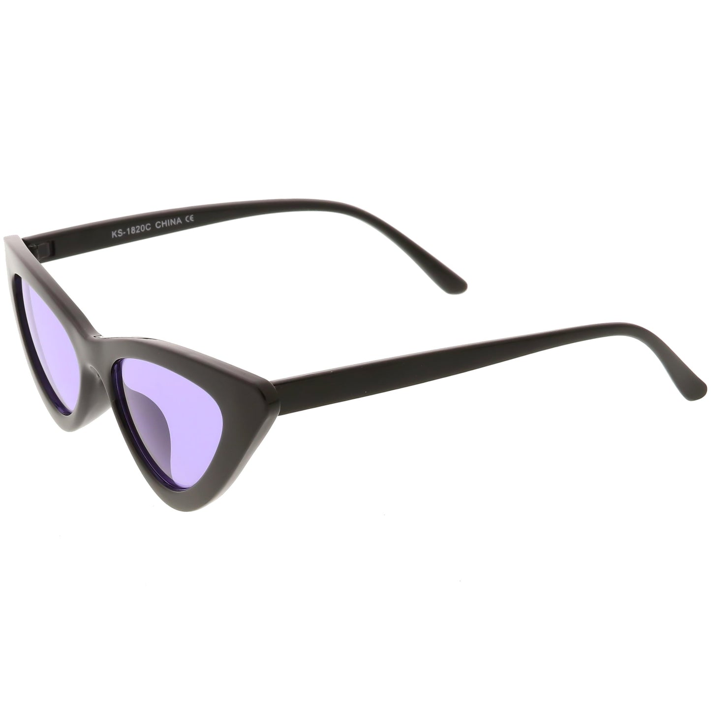 Women's Retro Flat Angle Colored Lens Black Frame Sunglasses C511