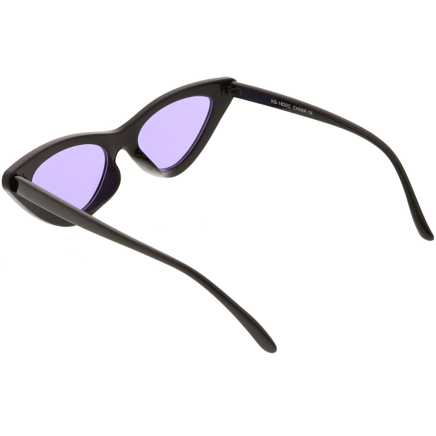 Women's Retro Flat Angle Colored Lens Black Frame Sunglasses C511
