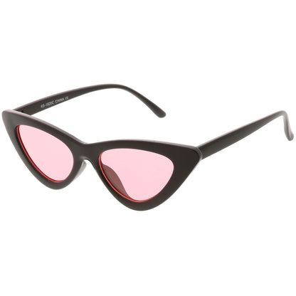 Women's Retro Flat Angle Colored Lens Black Frame Sunglasses C511