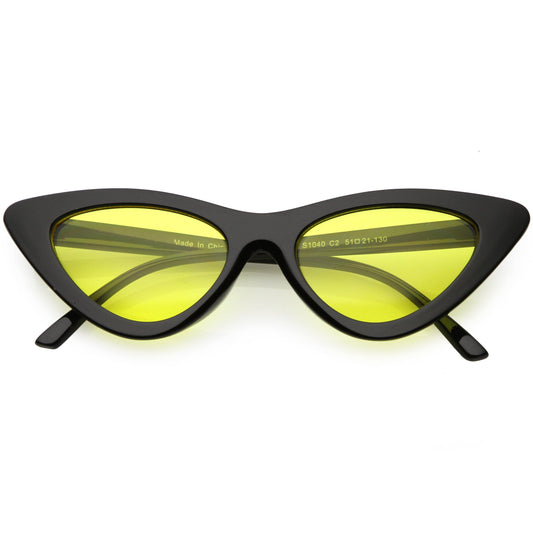 Women's Retro Flat Angle Colored Lens Black Frame Sunglasses C511