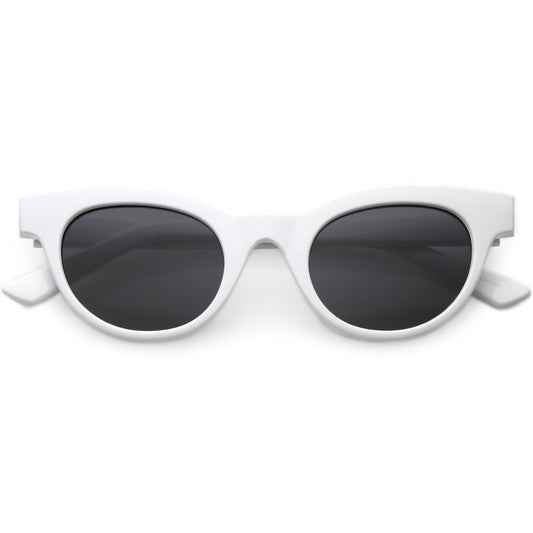 Women's Retro Horned Rim Cat Eye Narrow Flat Lens Sunglasses C514