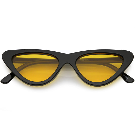 Retro 1990's Narrow Color Tone Flat Lens Cat Eye Womens Sunglasses C522