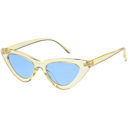Women's Retro 1990's Narrow Flat Color Tone Lens Cat Eye Sunglasses C524