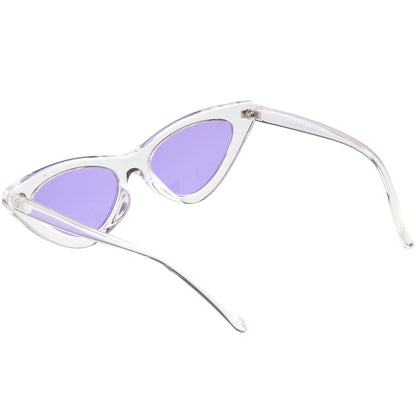Women's Retro 1990's Narrow Flat Color Tone Lens Cat Eye Sunglasses C524