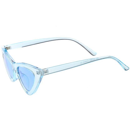 Women's Retro 1990's Narrow Flat Color Tone Lens Cat Eye Sunglasses C524