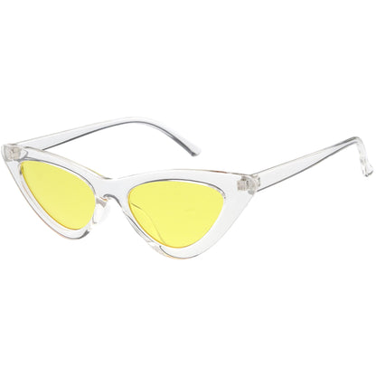 Women's Retro 1990's Narrow Flat Color Tone Lens Cat Eye Sunglasses C524