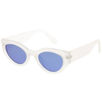 Bold Retro Fashion Oval Mirrored Flat Lens Sunglasses C544