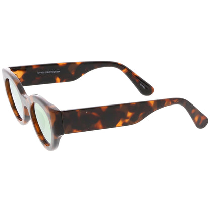 Bold Retro Fashion Oval Mirrored Flat Lens Sunglasses C544
