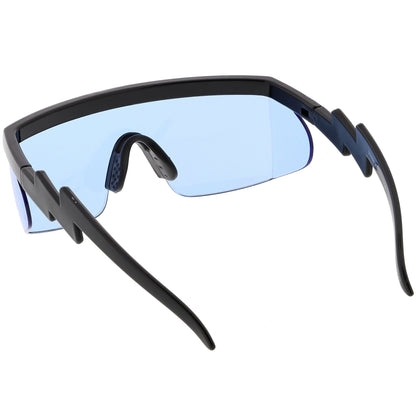 Retro Flat Top Color Tone Half Frame Goggle Shield Sunglasses C546