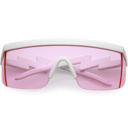 Retro Flat Top Color Tone Half Frame Goggle Shield Sunglasses C546