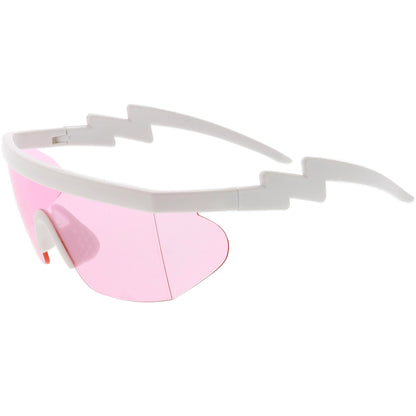 Retro Flat Top Color Tone Half Frame Goggle Shield Sunglasses C546