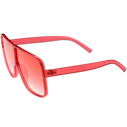 Oversize Festival Flat Top Translucent Color Tone Sunglasses C582