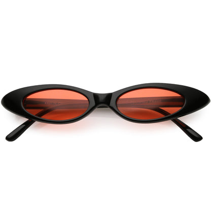 Women's Retro 90's Thin Color Tone Cat Eye Sunglasses C662