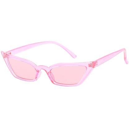 Retro Women's Translucent Thin Cat Eye Color Tone Sunglasses C663