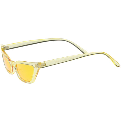 Retro Women's Translucent Thin Cat Eye Color Tone Sunglasses C663