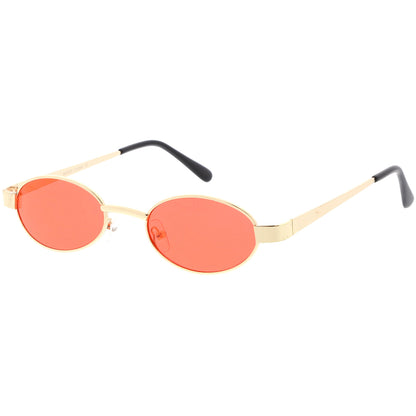 Retro 1990's Small Color Tone Oval Metal Sunglasses C709