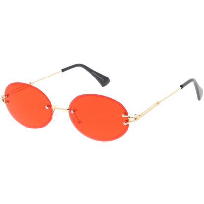 Retro Small Round Oval Color Tone Rimless Sunglasses C757
